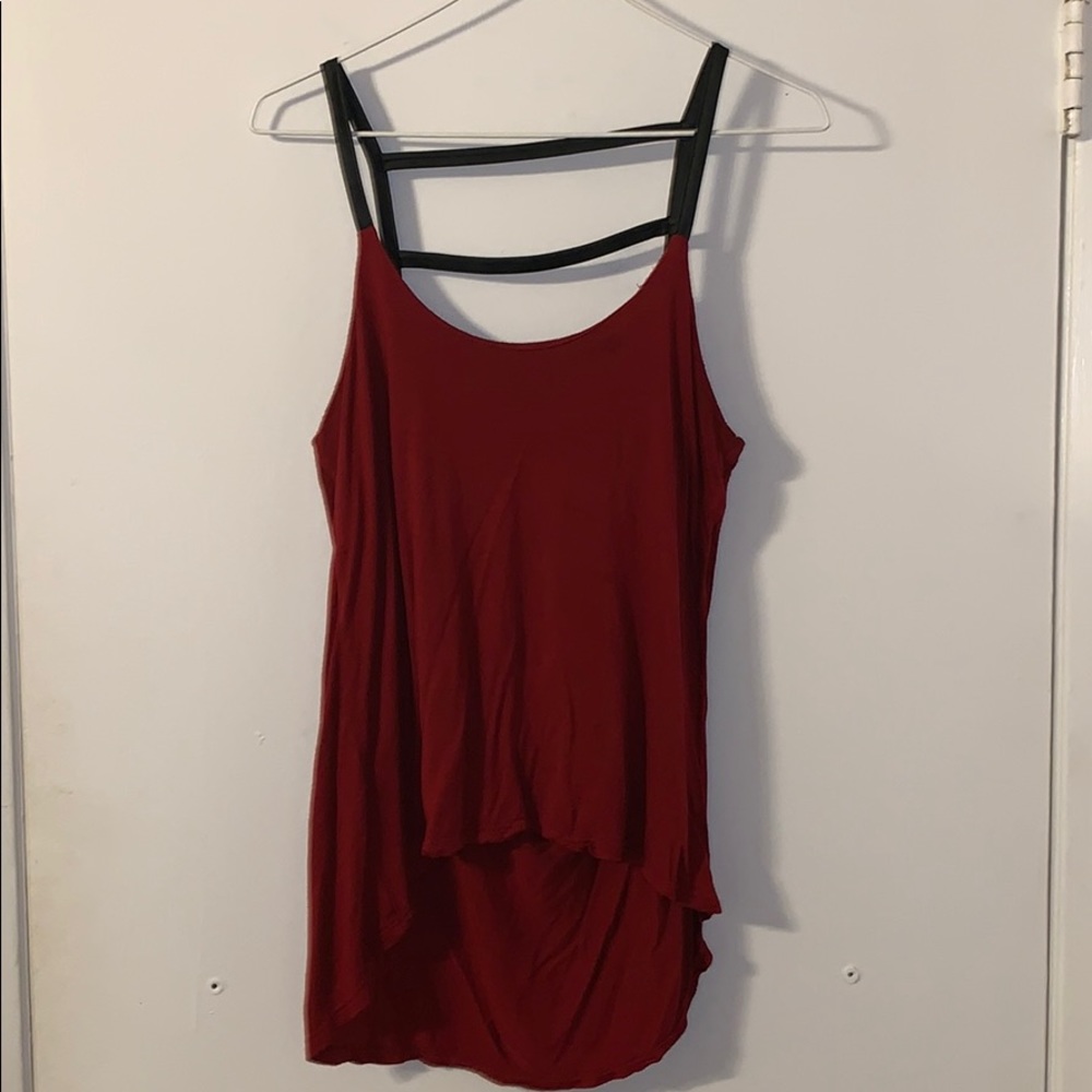 Maroon leather top!
